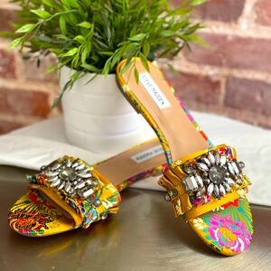 SANDALS: Colorful Steve Maddens with gems. Size 9M.